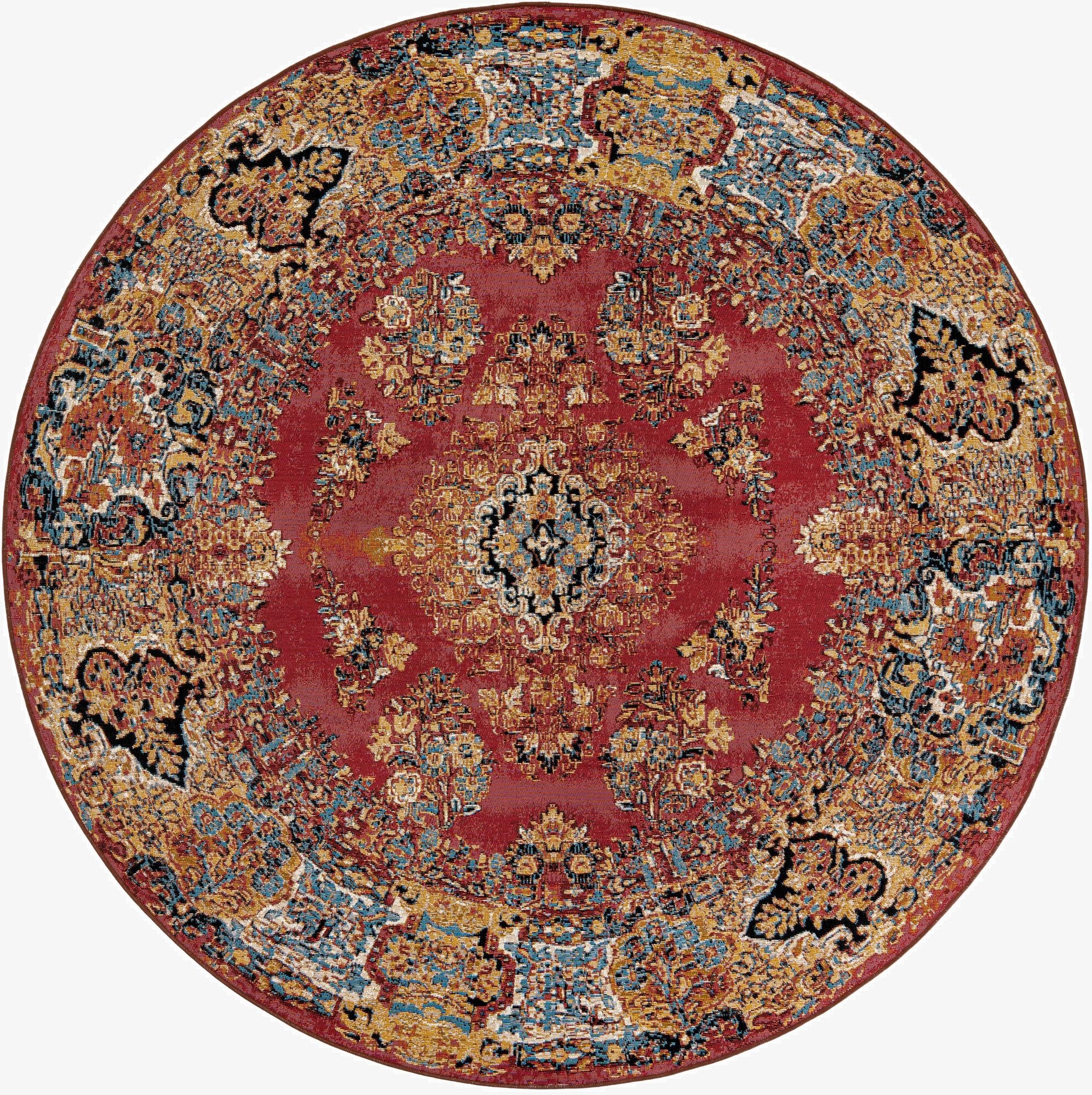 7' 10 x 7' 10  Washable Traditional Indoor / Outdoor Round Rug