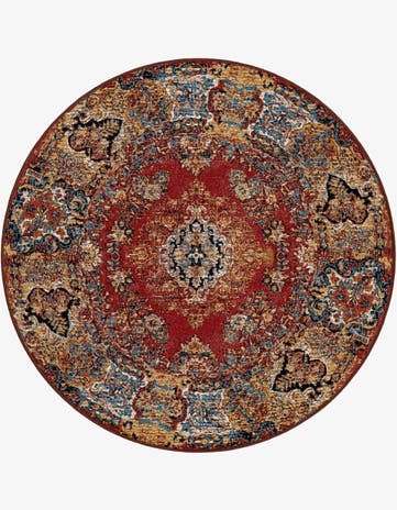 4' x 4' Easy-Clean Traditional Indoor / Outdoor Round Rug
