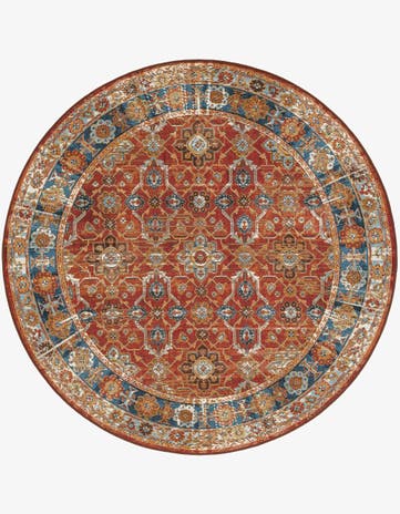 5' x 5' Easy-Clean Traditional Indoor / Outdoor Round Rug