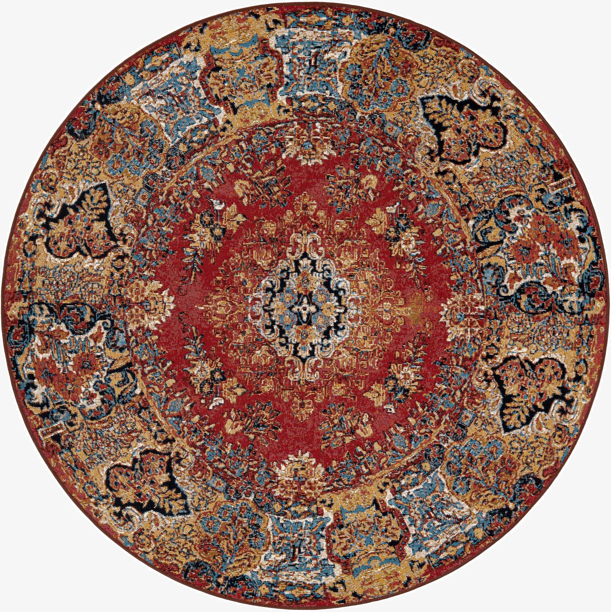 6' x 6'  Washable Traditional Indoor / Outdoor Round Rug