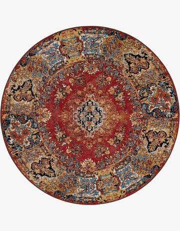 6' x 6' Easy-Clean Traditional Indoor / Outdoor Round Rug