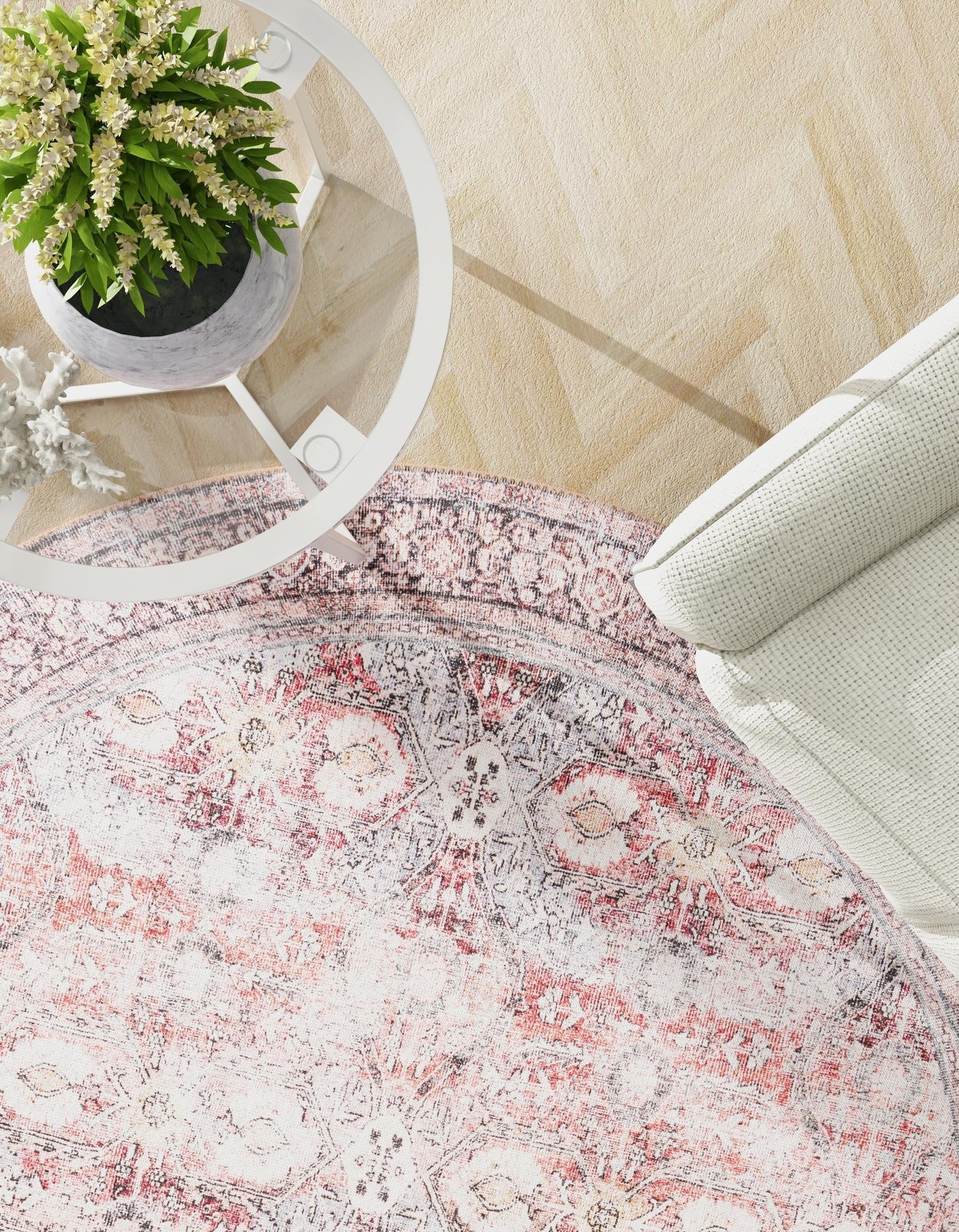 7' 10 x 7' 10 Washable Timeless Round Rug