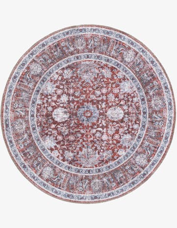 Antique Red Washable Yara Round Rug