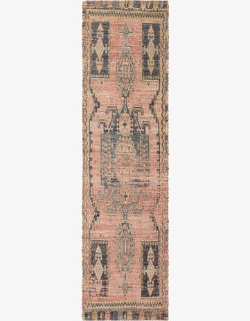 Antique Red Hand Woven Chenille Jute Runner Rug