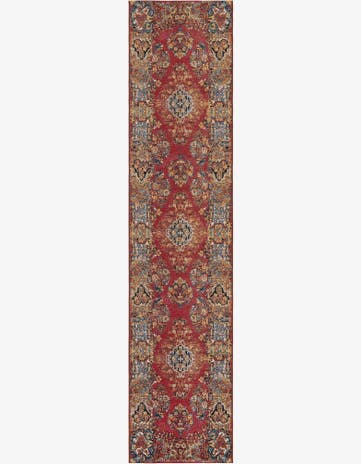 Antique Red Easy-Clean Traditional Indoor / Outdoor Runner Rug