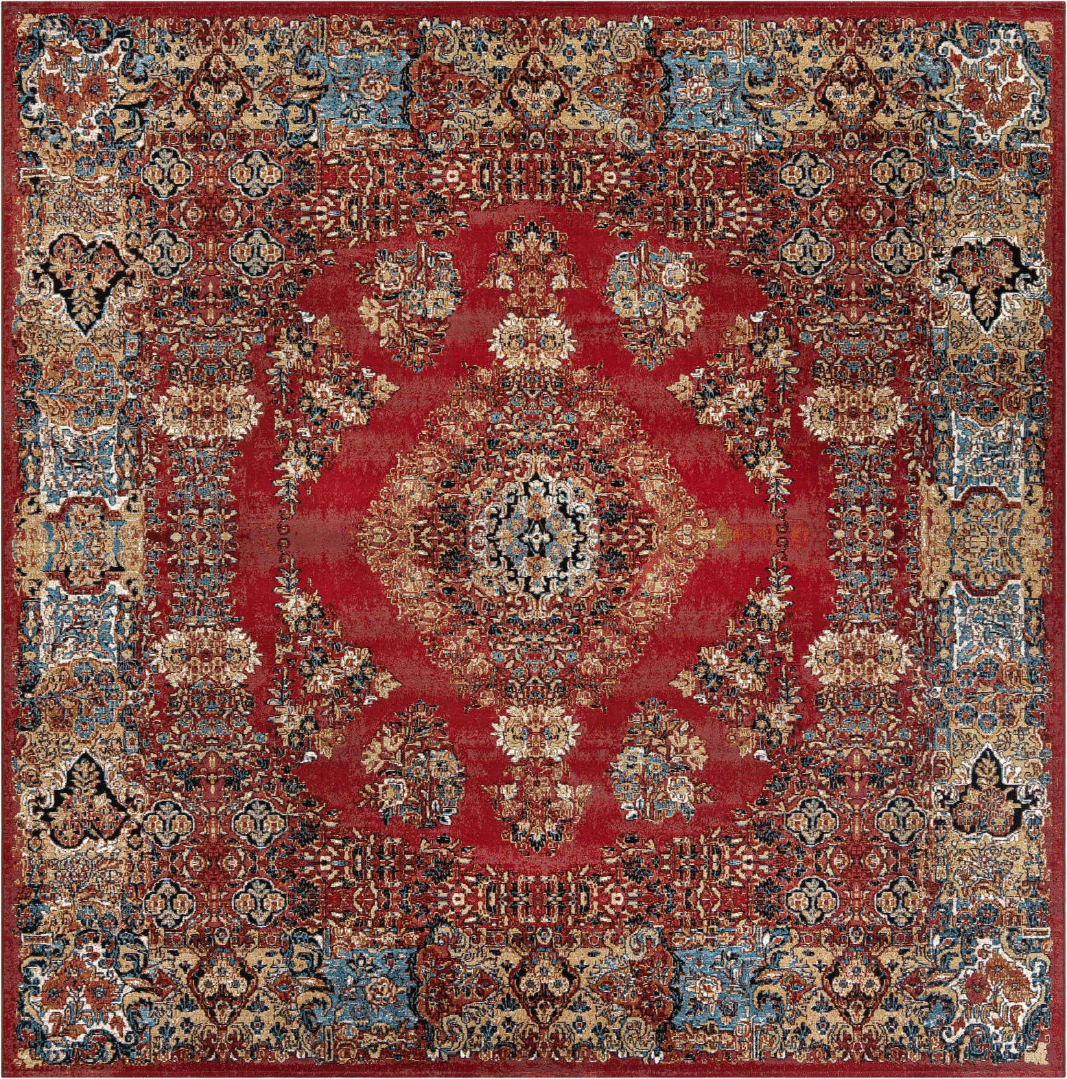 10' x 10' Easy-Clean Traditional Indoor / Outdoor Square Rug