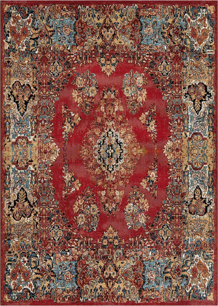 7' 10 x 7' 10 Easy-Clean Traditional Indoor / Outdoor Square Rug