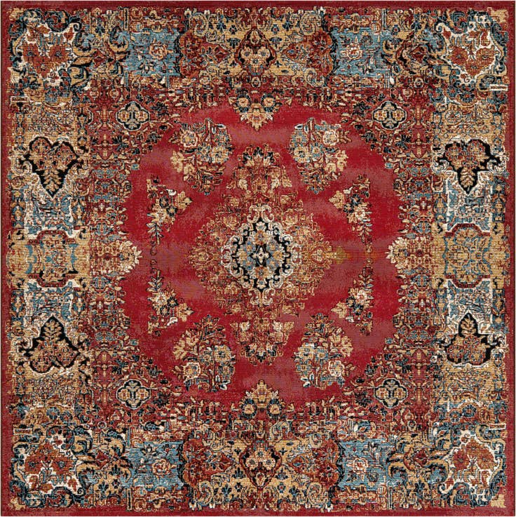 Detail image of 7' 10 x 7' 10 Easy-Clean Traditional Indoor / Outdoor Square Rug