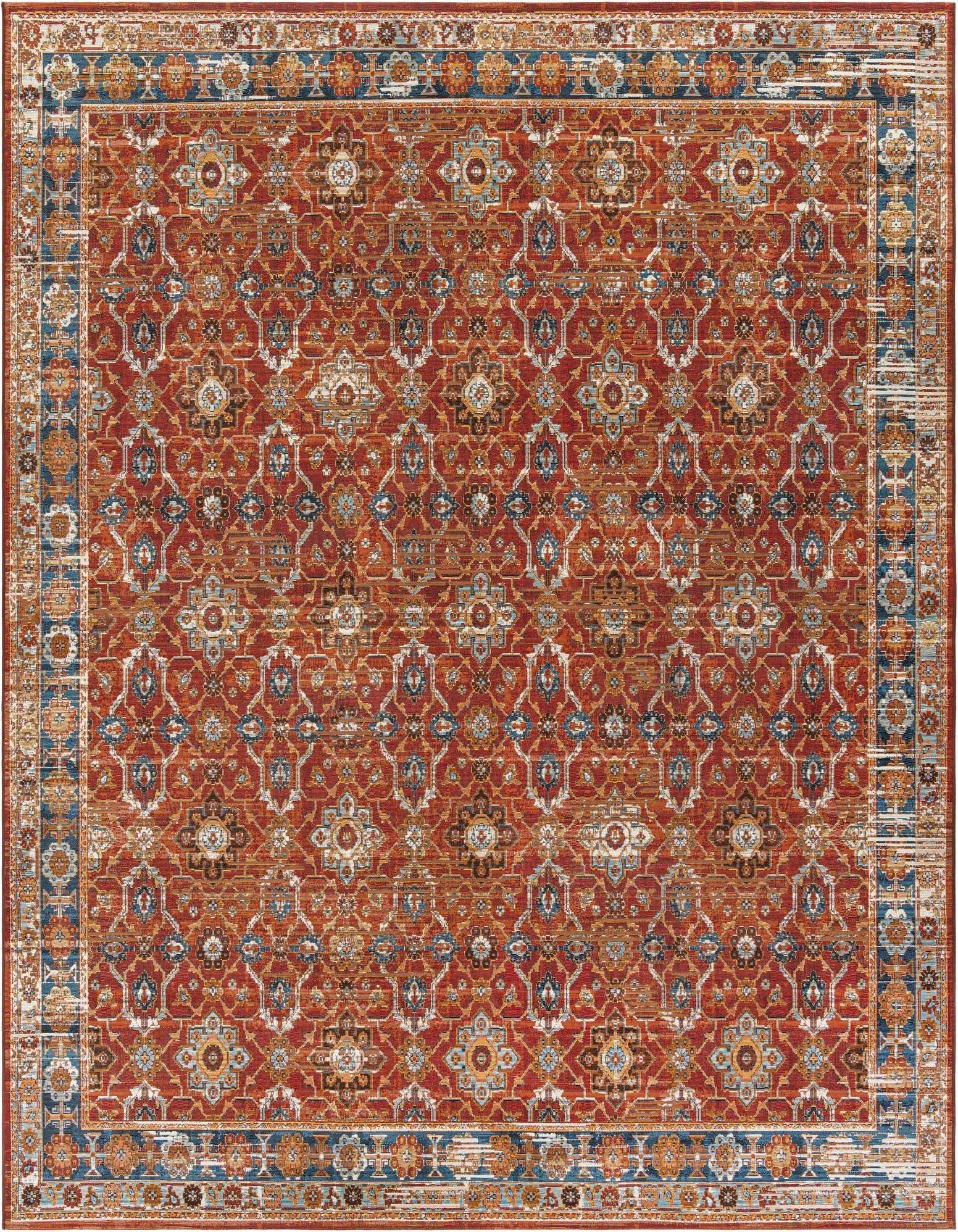 10' x 10' Easy-Clean Traditional Indoor / Outdoor Square Rug