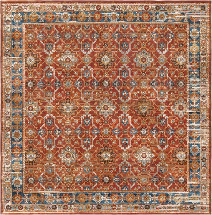 7' 10 x 7' 10 Easy-Clean Traditional Indoor / Outdoor Square Rug