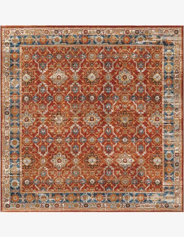 Antique Red Easy-Clean Traditional Indoor / Outdoor Square Rug