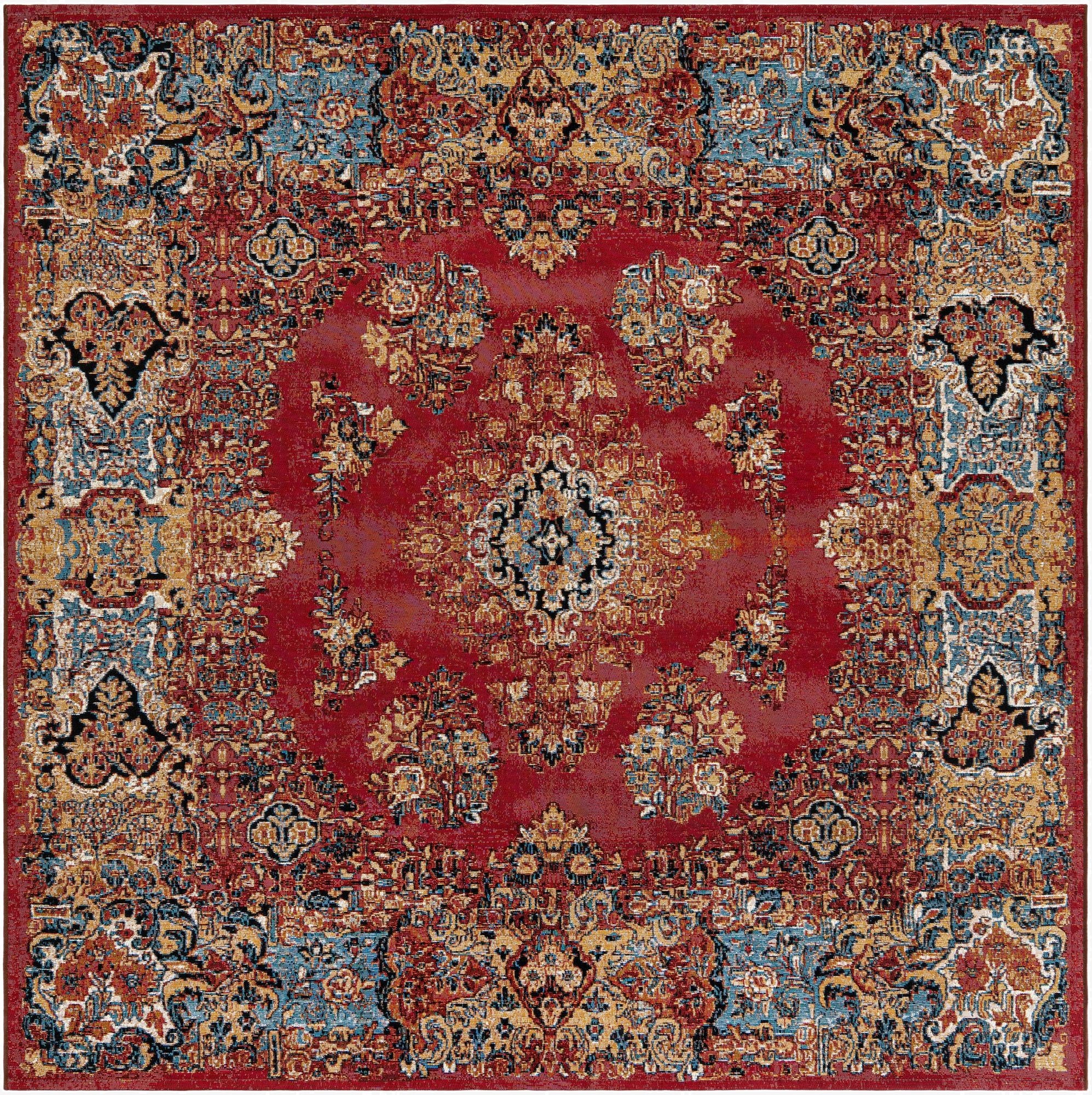 7' 10 x 7' 10  Washable Traditional Indoor / Outdoor Square Rug