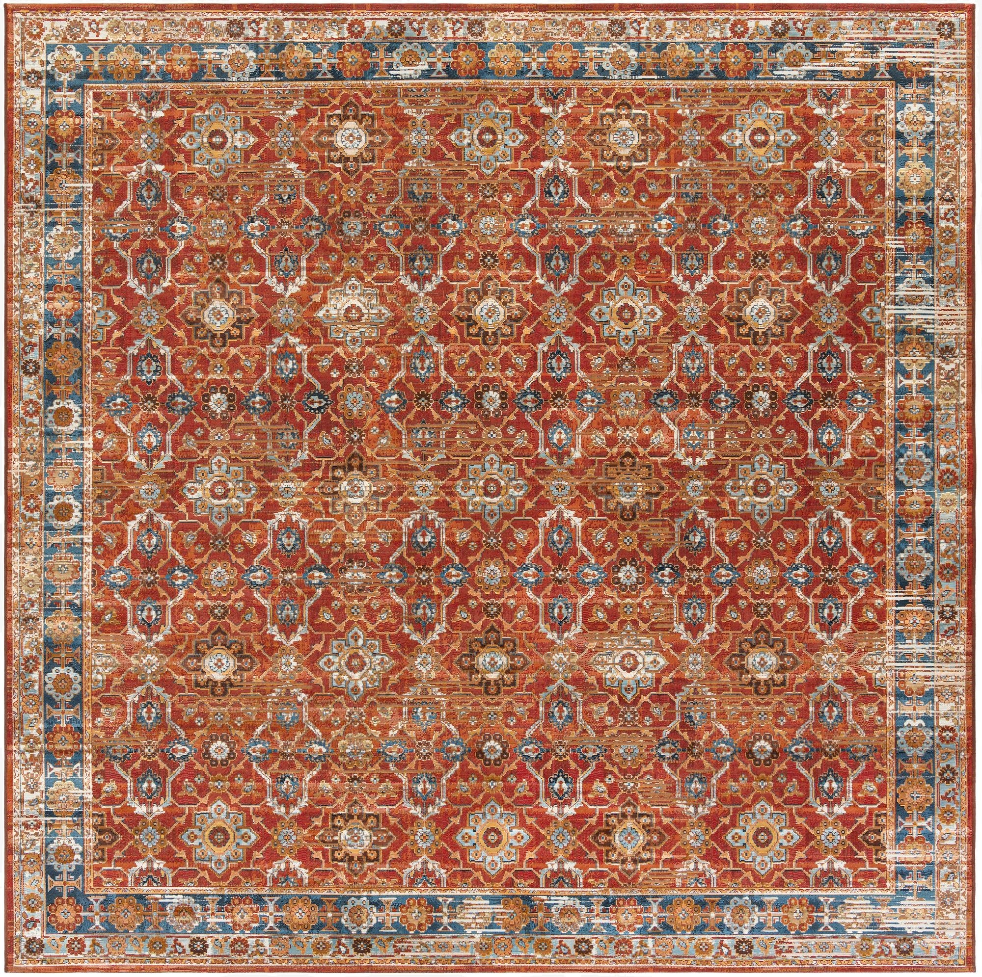 10' x 10'  Washable Traditional Indoor / Outdoor Square Rug