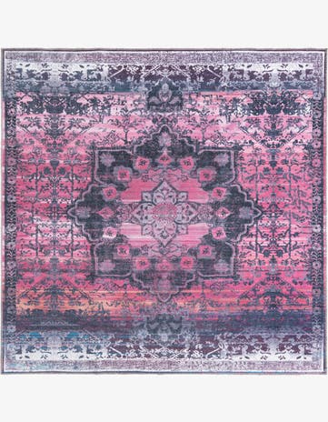 Antique Rose Washable Renaissance Square Rug