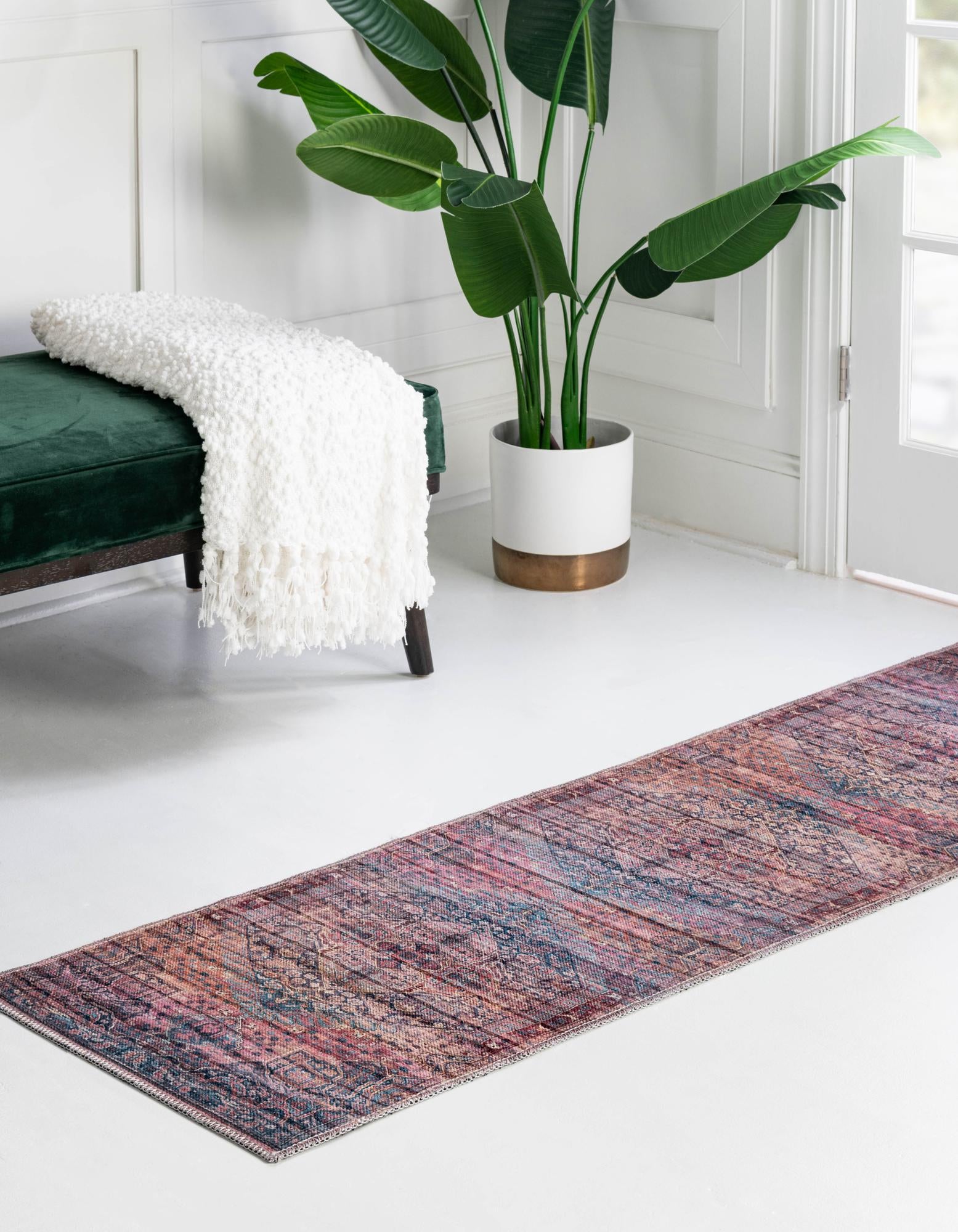 Antique Rust Red Maahru Runner Rug