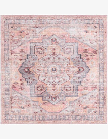 Apricot and pink Washable Mangata Square Rug