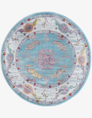 Aqua and Blue Paragon Round Rug