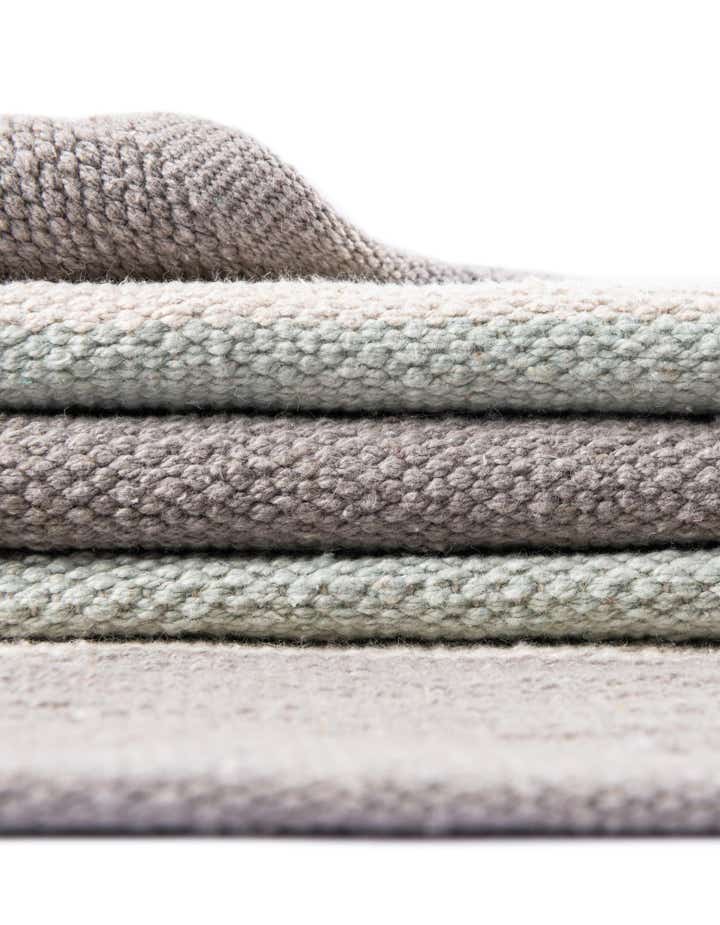 Custom Aqua Blue and Gray Hand Woven Flatweave Cotton Dhurrie Rug