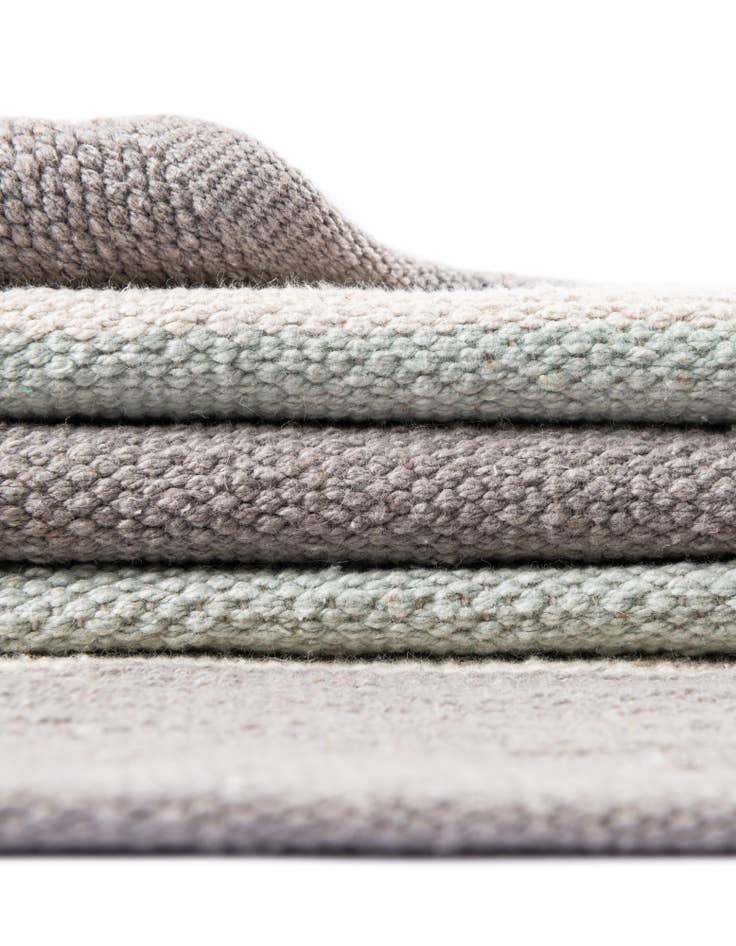 Detail image of Custom Aqua Blue and Gray Hand Woven Flatweave Cotton Dhurrie Rug