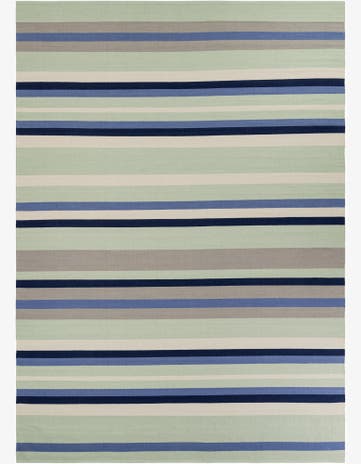 Aqua Blue and Gray Hand Woven Flatweave Cotton Dhurrie Rug