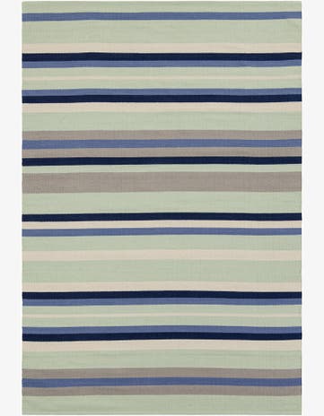 Aqua Blue and Gray Hand Woven Flatweave Cotton Dhurrie Rug
