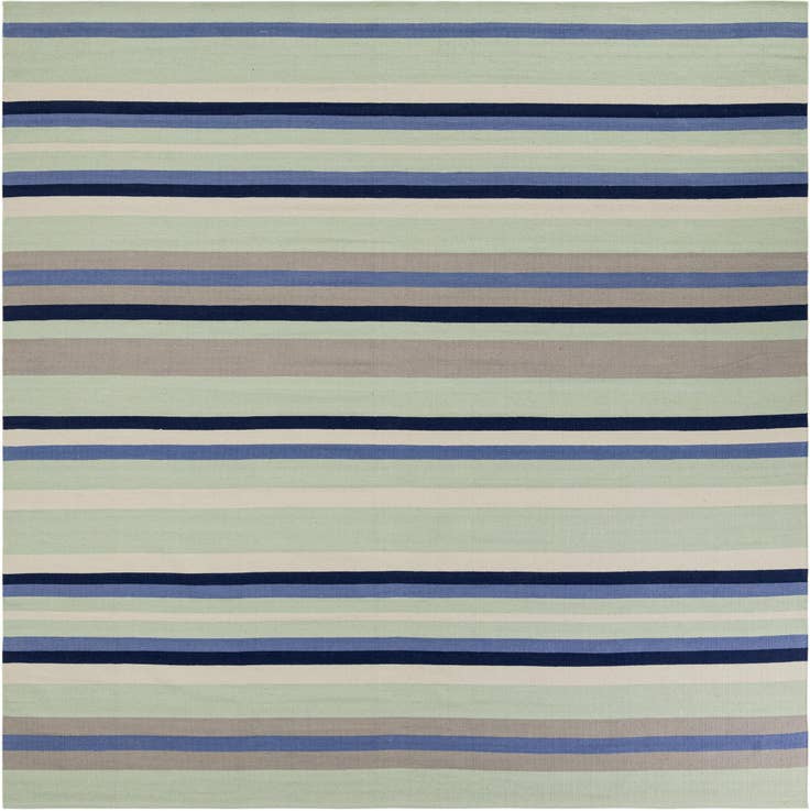 Detail image of 10' x 10' Hand Woven Flatweave Cotton Dhurrie Square Rug