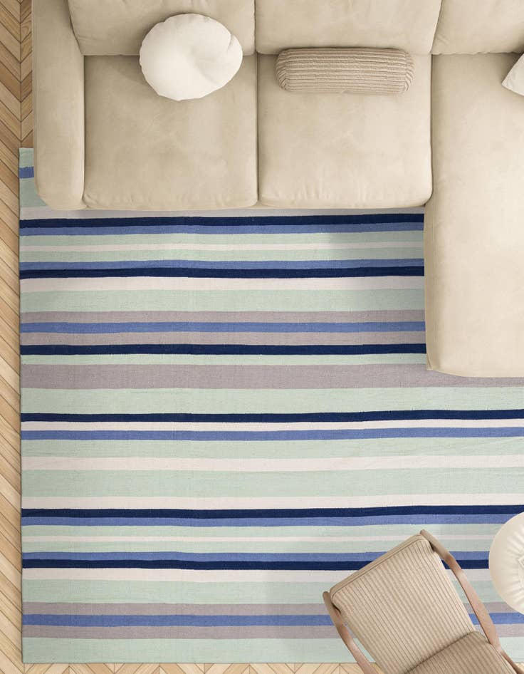 Detail image of 10' x 10'  Hand Woven Flatweave Cotton Dhurrie Square Rug