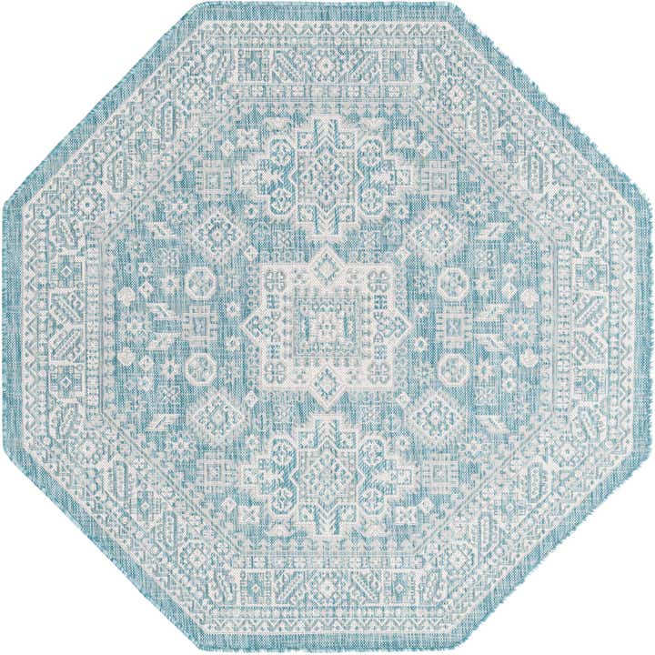5' 3 x 5' 3 Easy-Clean Aztec Indoor / Outdoor Octagon Rug