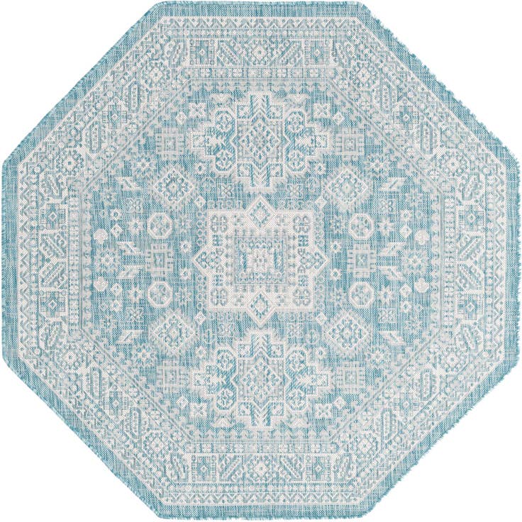 Detail image of 5' 3 x 5' 3 Easy-Clean Aztec Indoor / Outdoor Octagon Rug