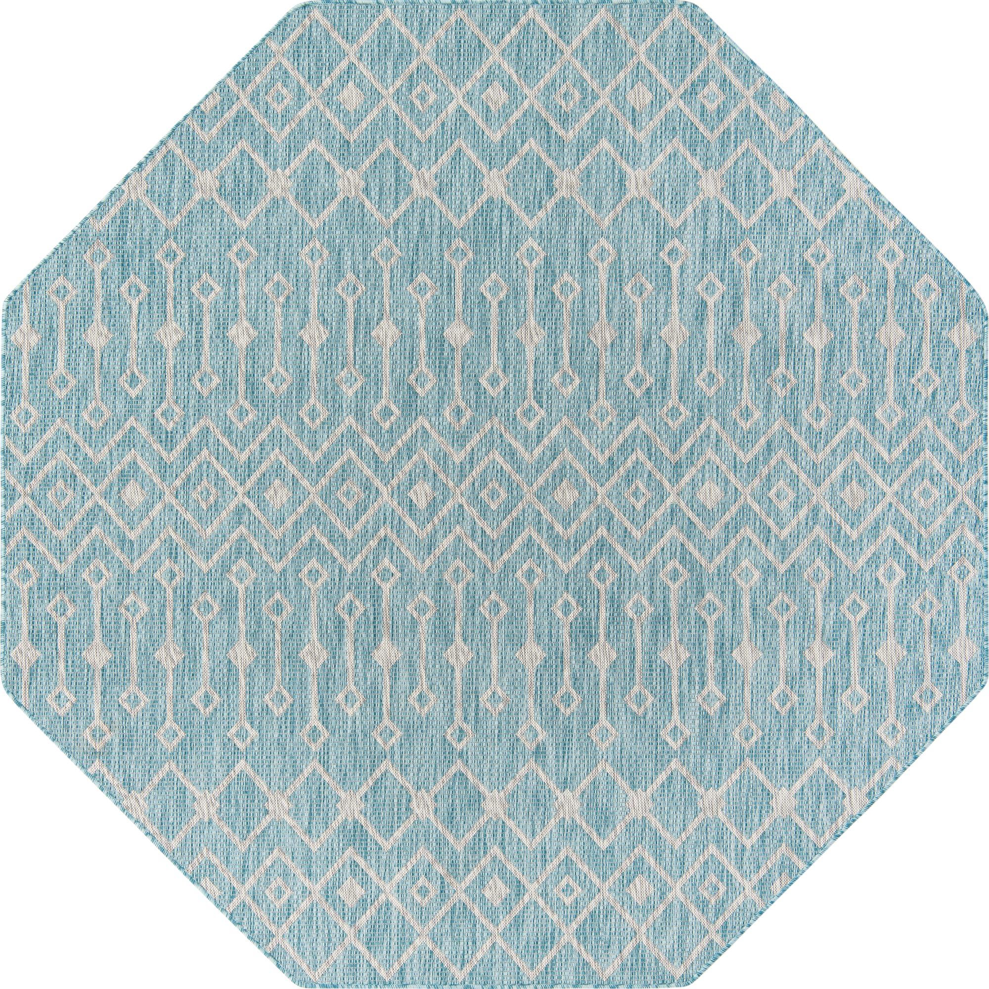 7' 10 x 7' 10 Easy-Clean Lattice Indoor / Outdoor Octagon Rug