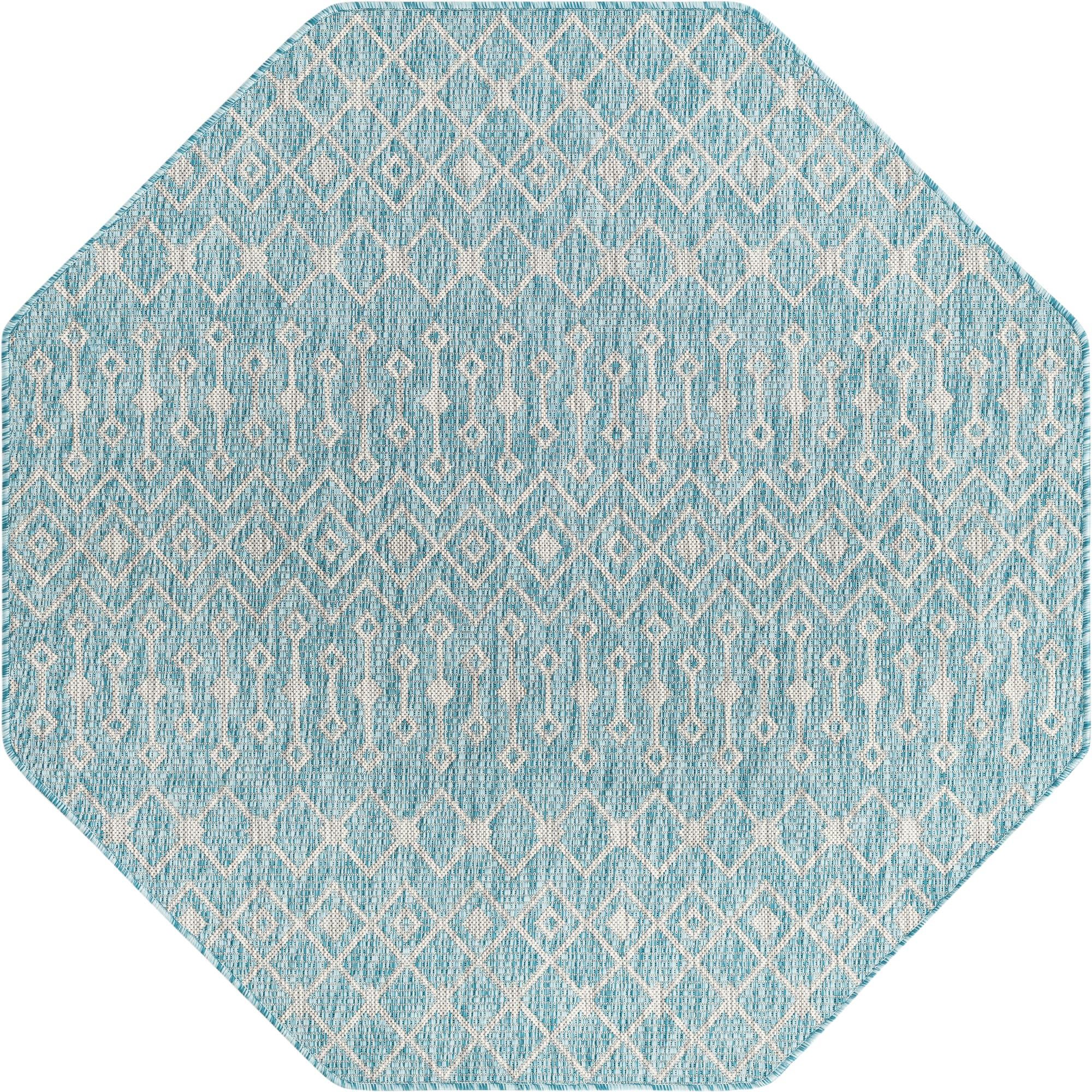5' 3 x 5' 3 Easy-Clean Lattice Indoor / Outdoor Octagon Rug