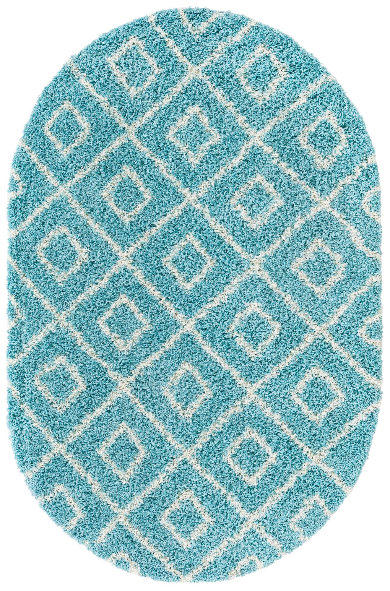 5' 3 x 8' Lattice Shag Oval Rug
