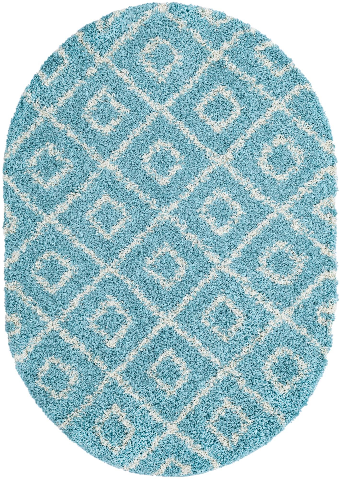 4' x 6' Lattice Shag Oval Rug