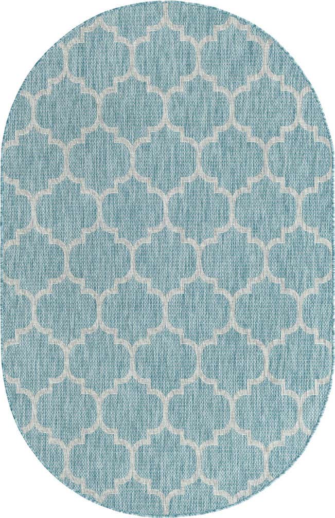 160cm x 245cm Easy-Clean Lattice Indoor / Outdoor Oval Rug