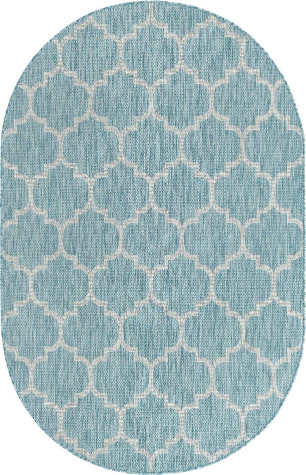 Detail image of 160cm x 245cm Easy-Clean Lattice Indoor / Outdoor Oval Rug