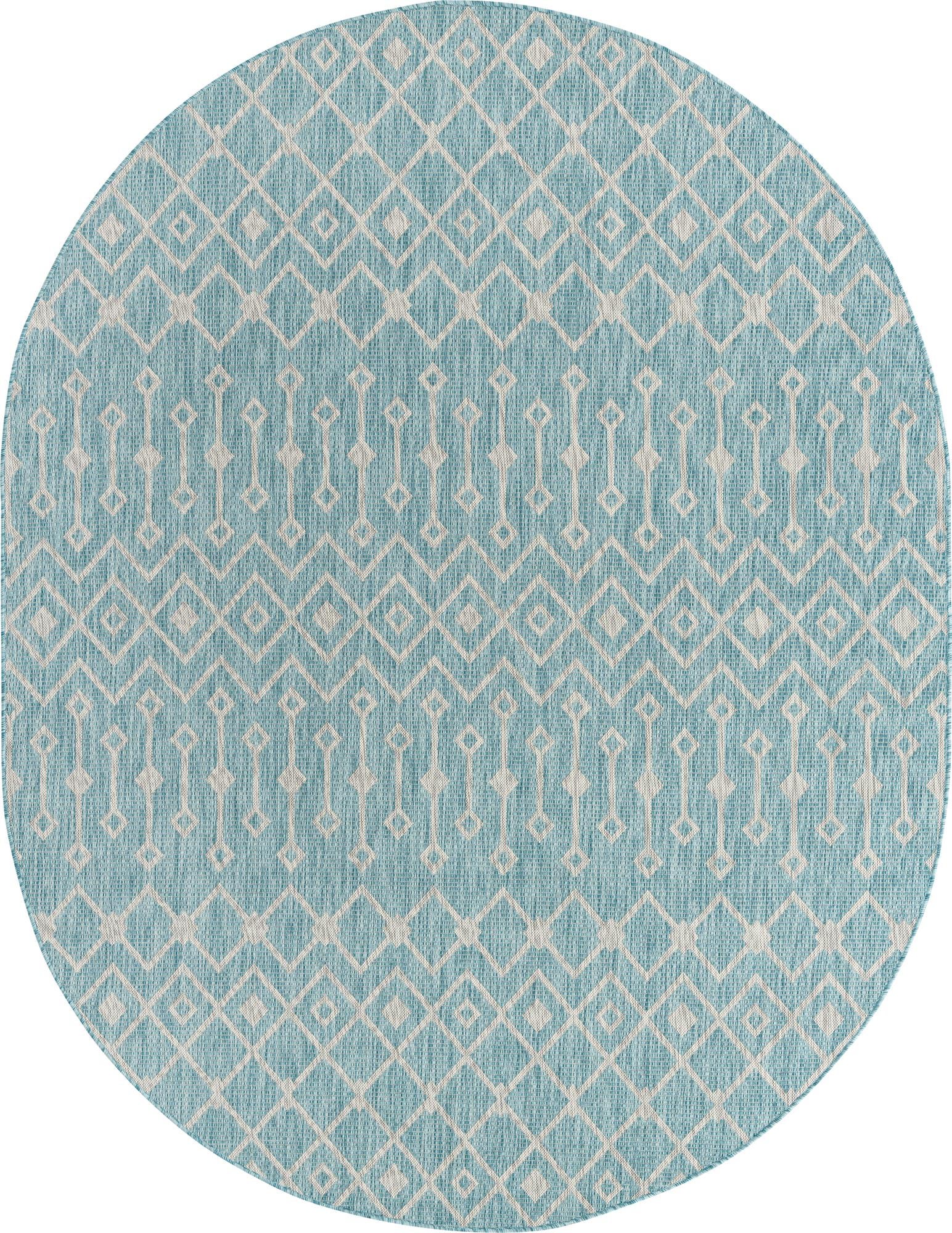 7' 10 x 10' Easy-Clean Lattice Indoor / Outdoor Oval Rug