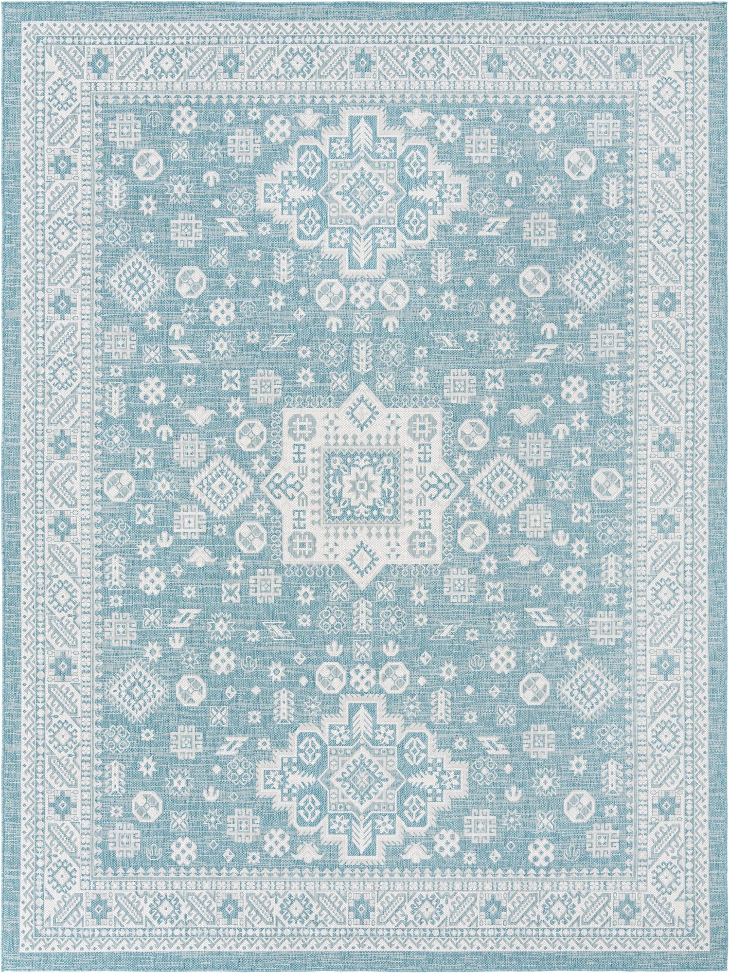 10' x 13' Easy-Clean Aztec Indoor / Outdoor Rug