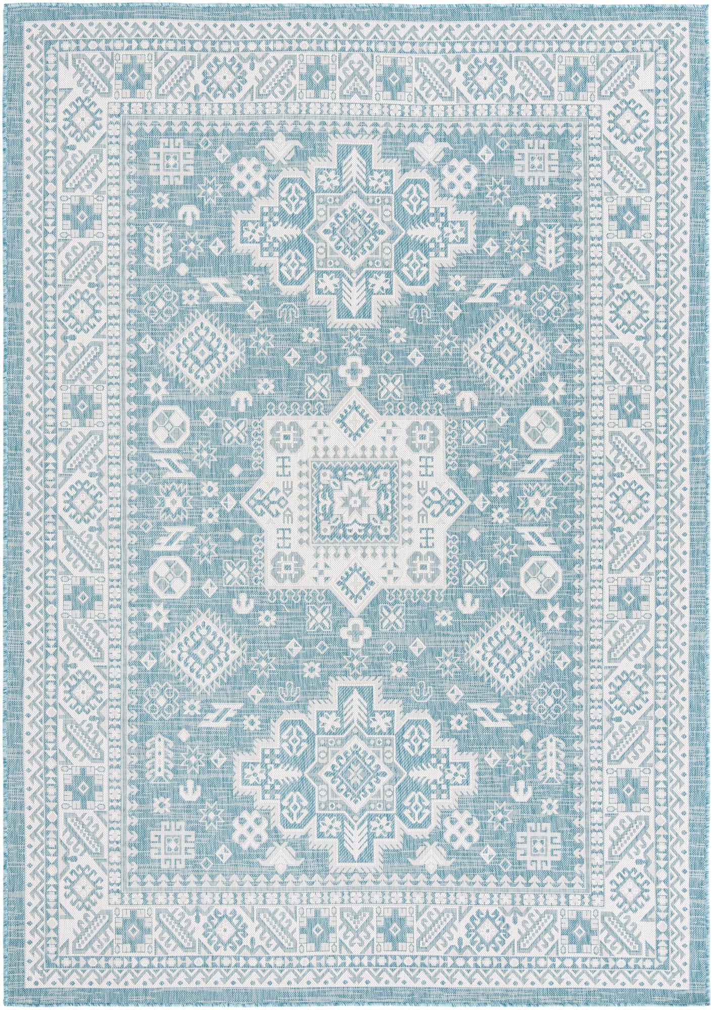 7' x 10' Easy-Clean Aztec Indoor / Outdoor Rug