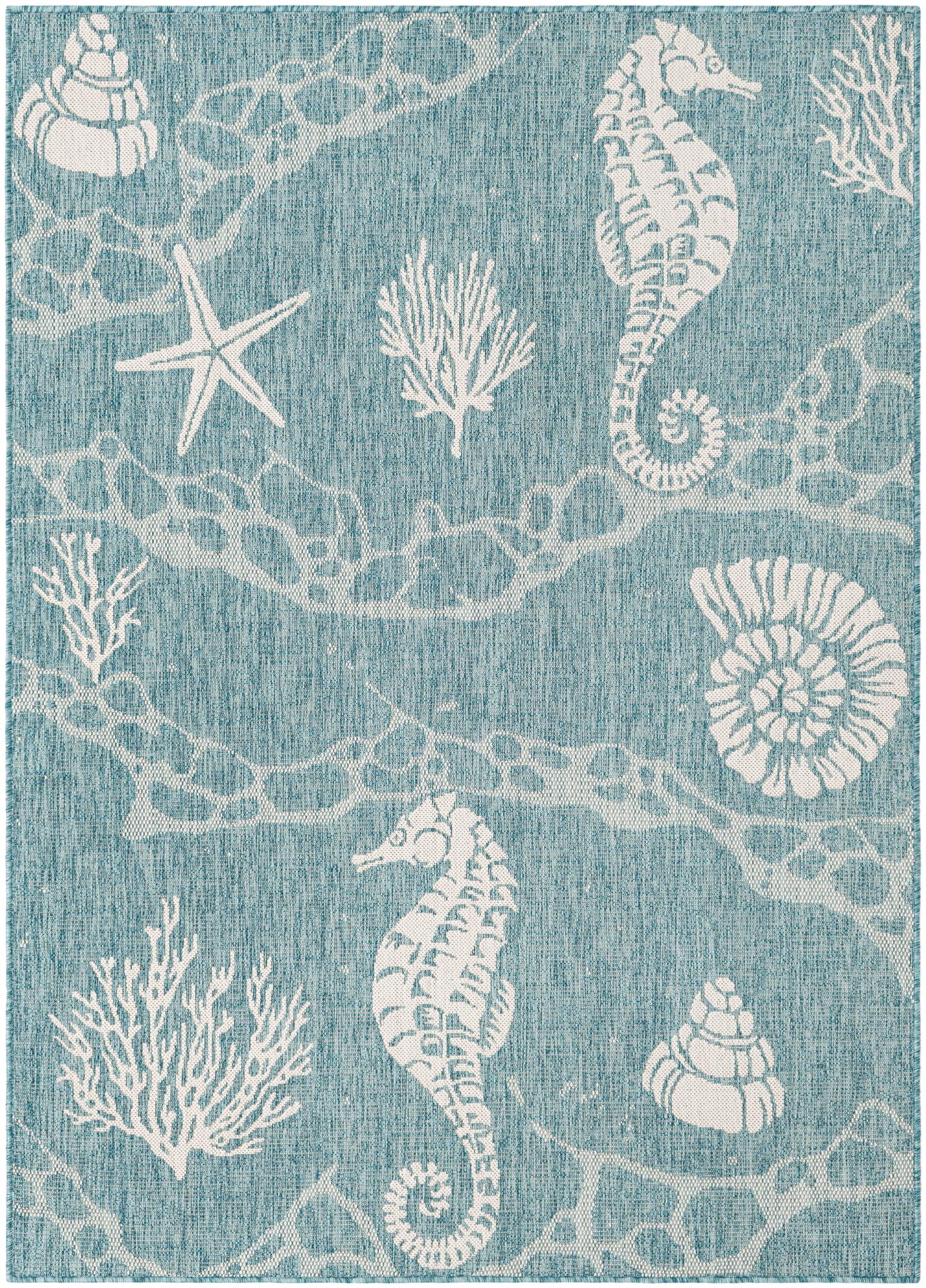 5' 3 x 7' Easy-Clean Coastal Indoor / Outdoor Rug