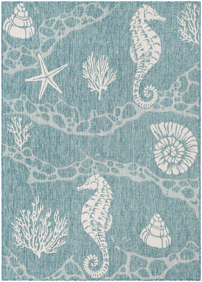 Detail image of 5' 3 x 7' Easy-Clean Coastal Indoor / Outdoor Rug