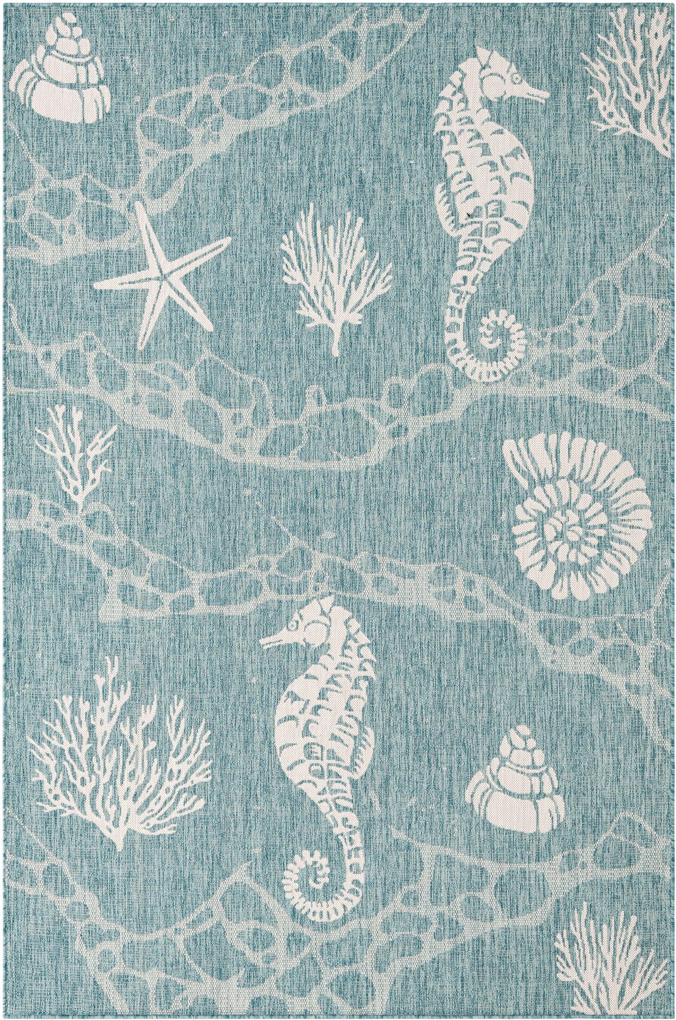 6' x 9' Easy-Clean Coastal Indoor / Outdoor Rug