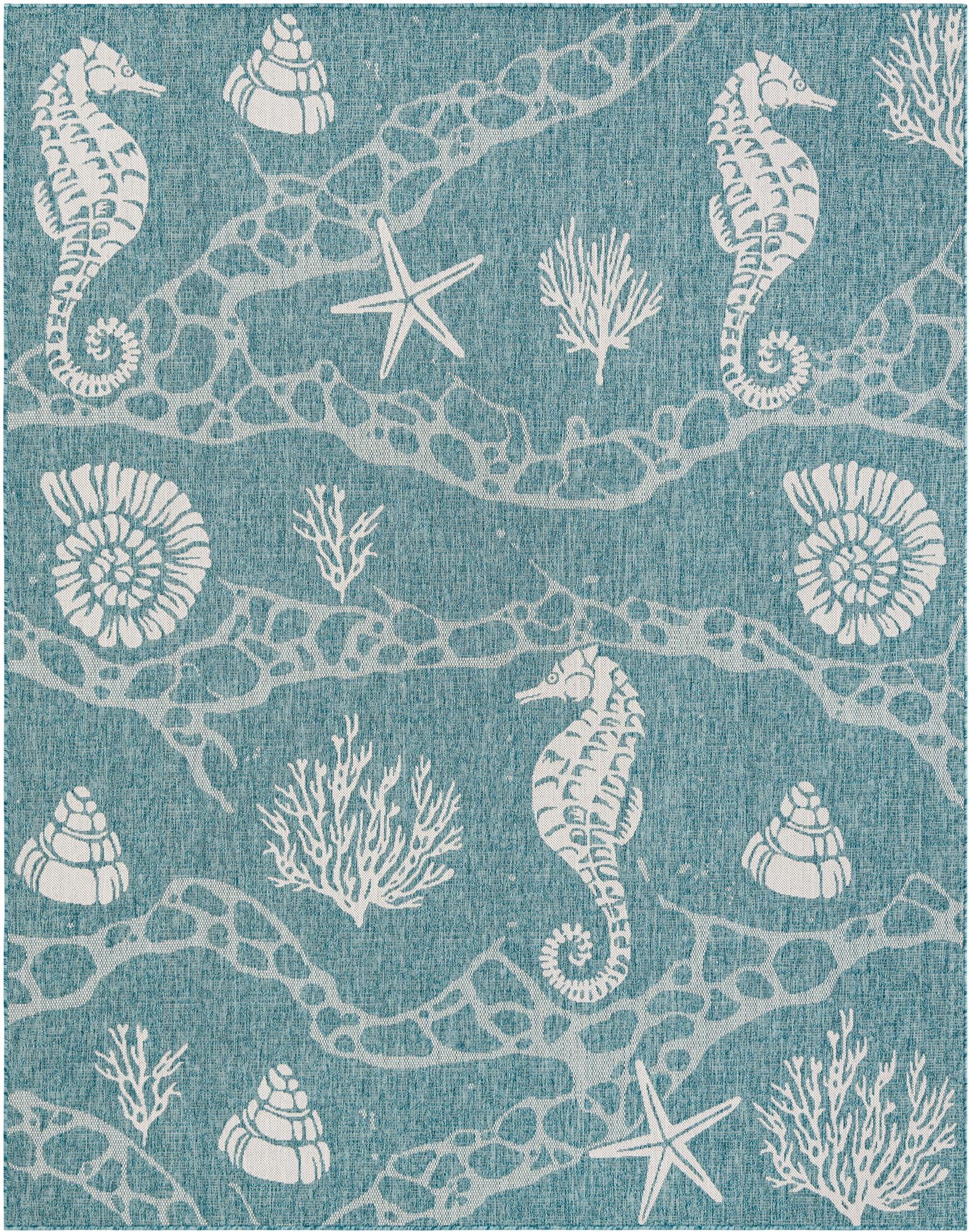 7' 10 x 10' Easy-Clean Coastal Indoor / Outdoor Rug