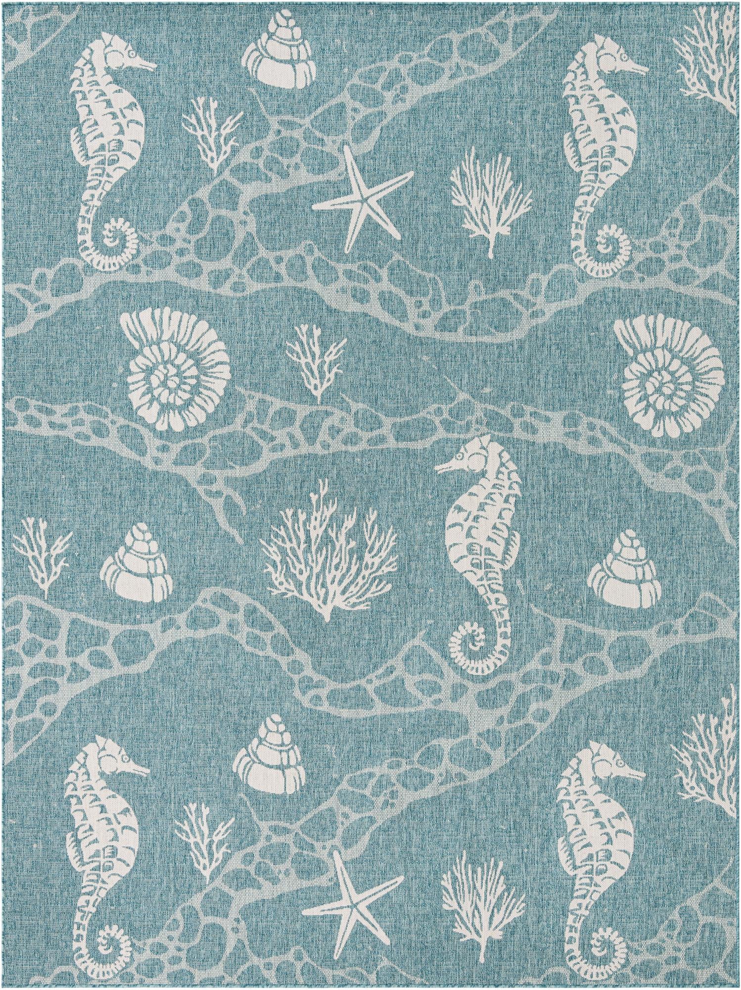 9' x 12' Easy-Clean Coastal Indoor / Outdoor Rug