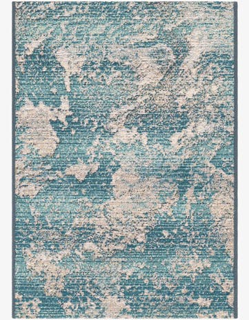 Aqua Blue Easy-Clean Modern Indoor / Outdoor Rug