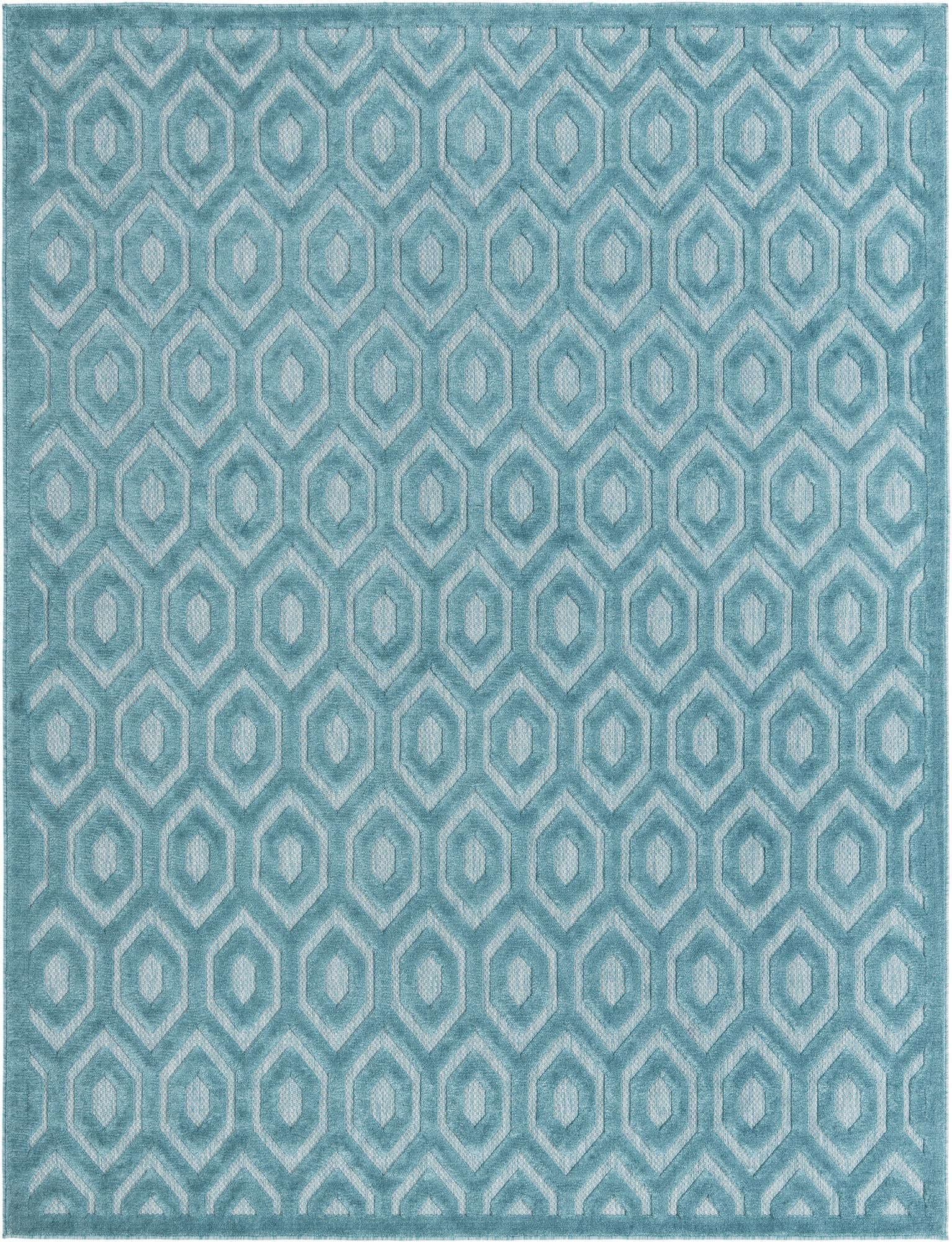 7' 10 x 10' Easy-Clean Trellis Textured Indoor / Outdoor Rug