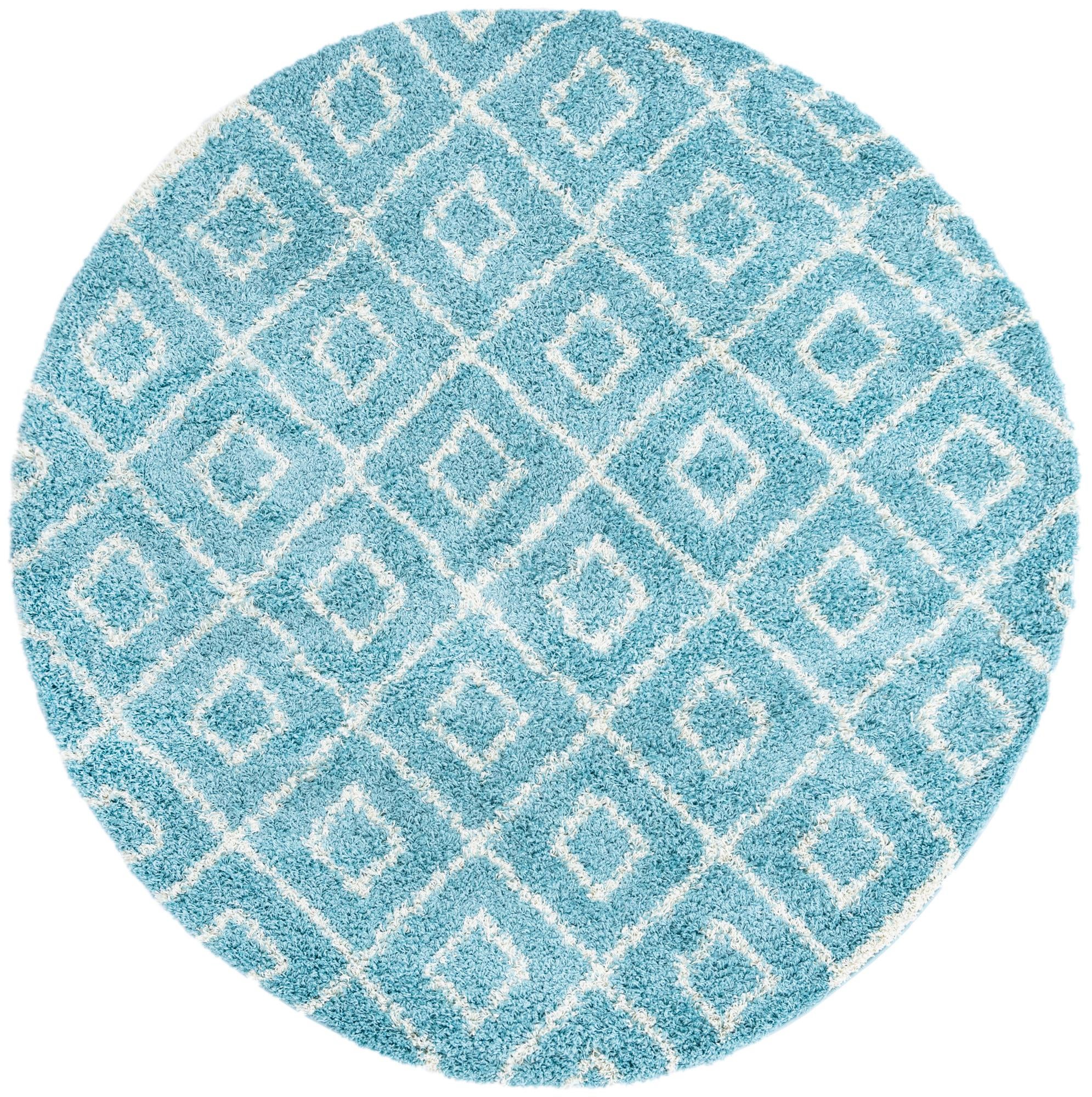 7' 10 x 7' 10 Lattice Shag Round Rug