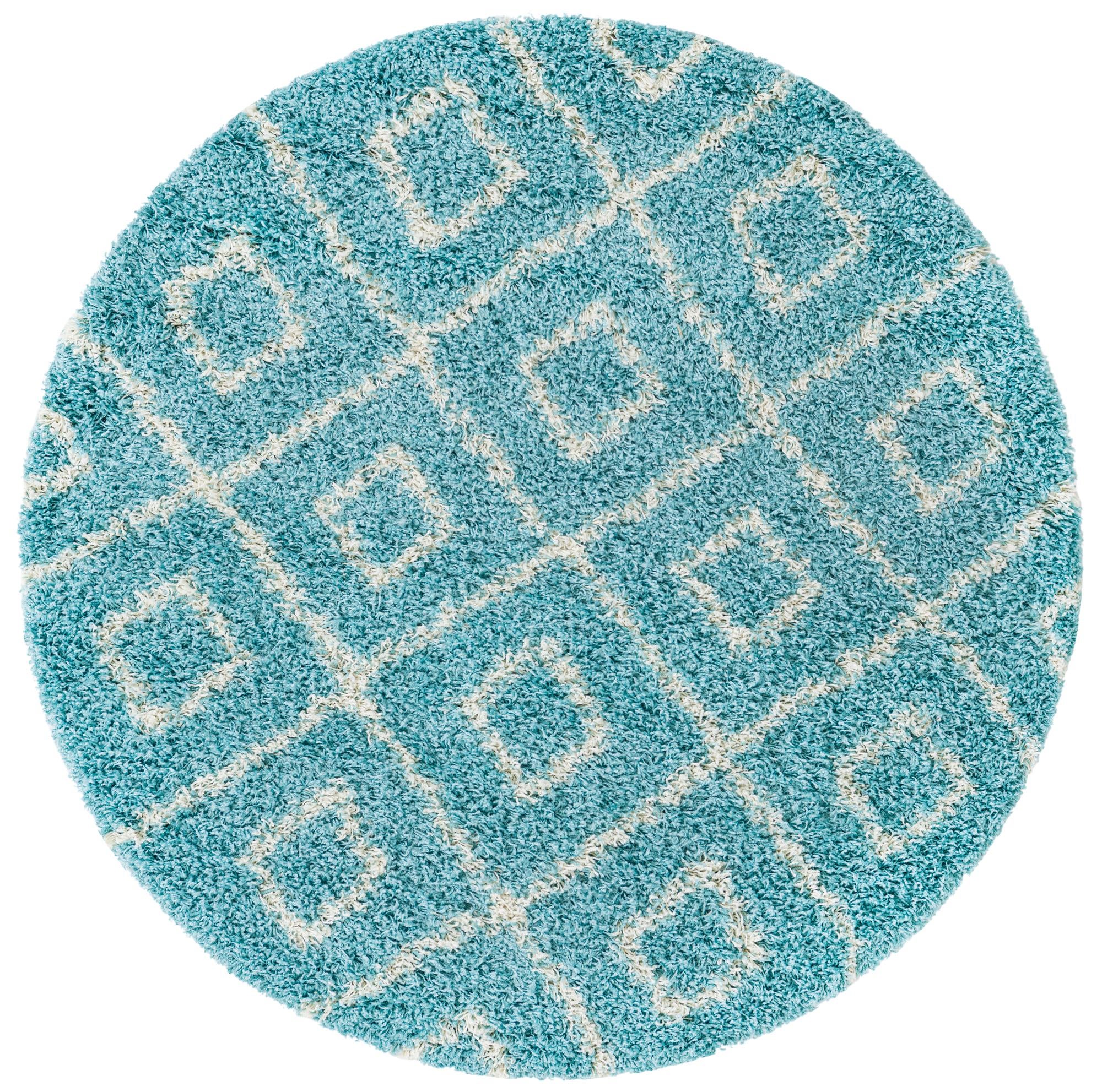 5' 3 x 5' 3 Lattice Shag Round Rug