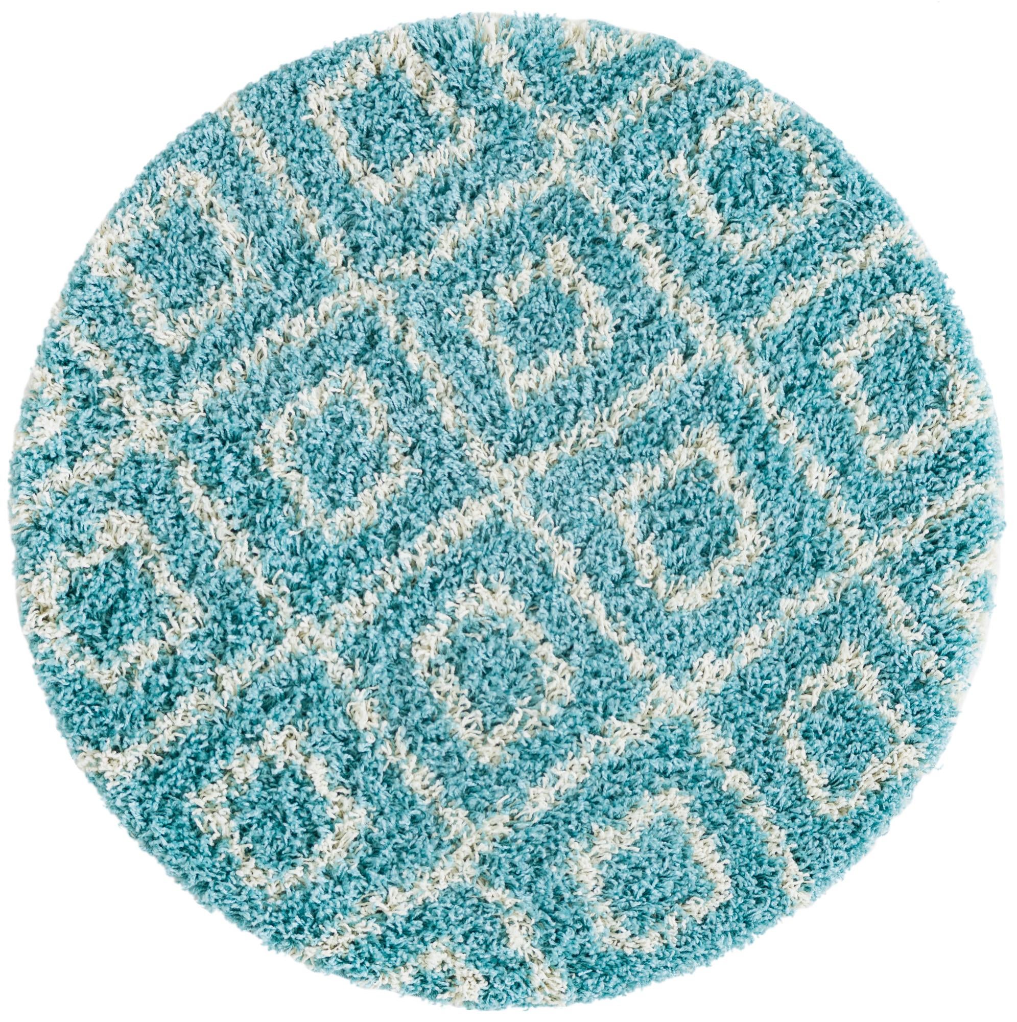 3' 3 x 3' 3 Lattice Shag Round Rug