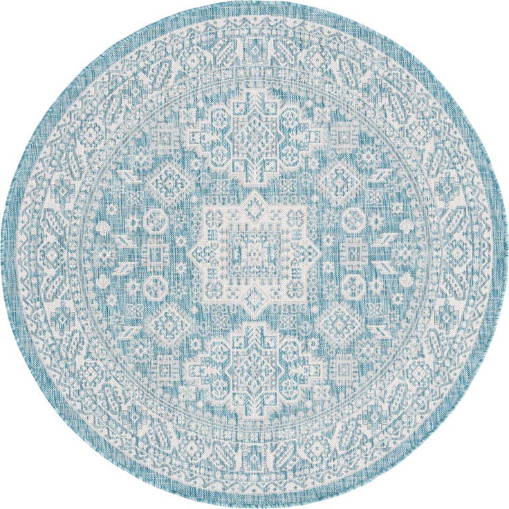 Detail image of 5' 3 x 5' 3 Easy-Clean Aztec Indoor / Outdoor Round Rug