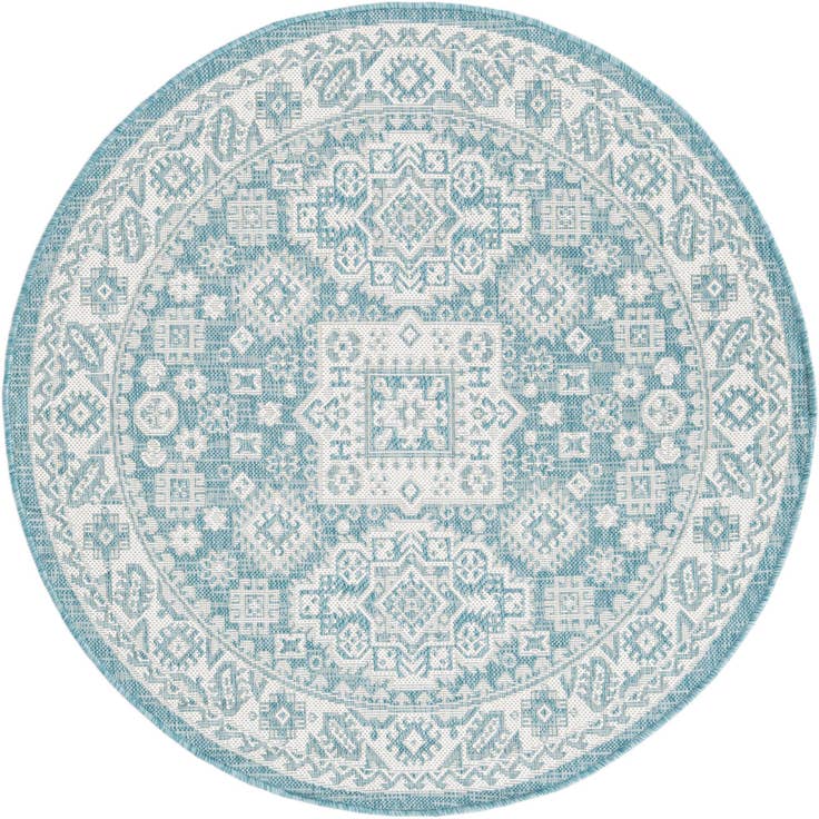 Detail image of 4' x 4' Easy-Clean Aztec Indoor / Outdoor Round Rug